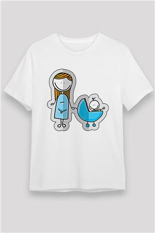 Anneler Günü Unisex Baskılı Beyaz Tişört - Tshirt