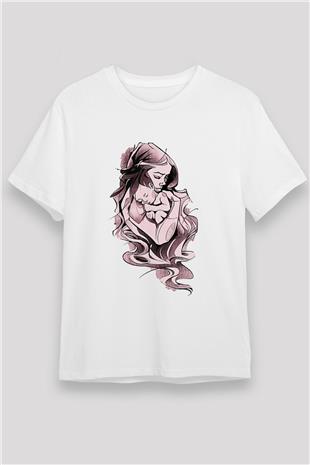 Anneler Günü Unisex Baskılı Beyaz Tişört - Tshirt