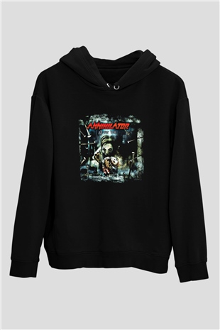 Annihilator Baskılı Unisex Siyah Hoodie