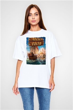 Anno 1404 Beyaz Oversize Tişört Oversize T-shirt