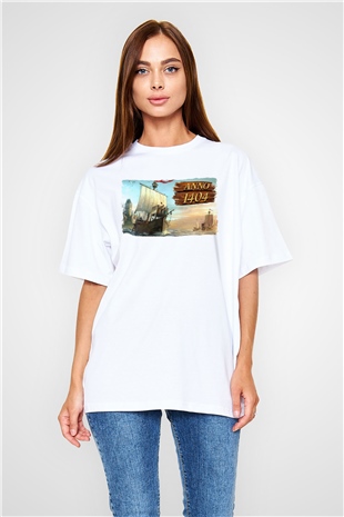 Anno 1404 Beyaz Oversize Tişört Oversize T-shirt