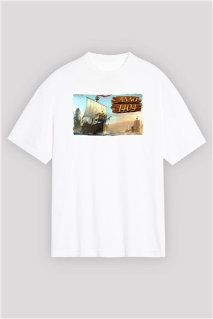 Anno 1404 Beyaz Oversize Tişört Oversize T-shirt