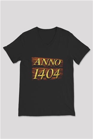 Anno 1404 Siyah Unisex V Yaka Tişört