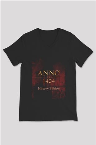 Anno 1404 Siyah Unisex V Yaka Tişört