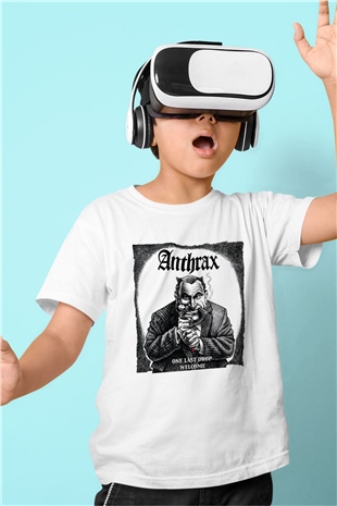 Anthrax Baskılı Beyaz Unisex Çocuk Tişört