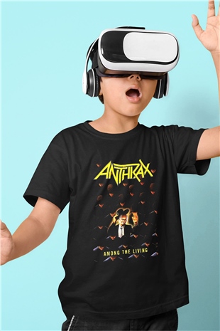 Anthrax Baskılı Siyah Unisex Çocuk Tişört