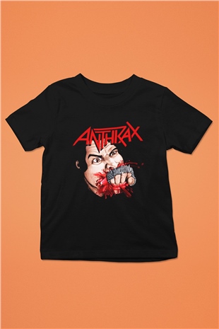 Anthrax Baskılı Siyah Unisex Çocuk Tişört