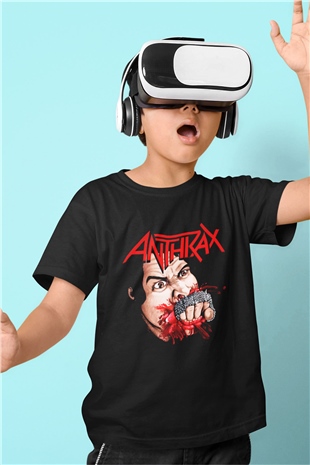 Anthrax Baskılı Siyah Unisex Çocuk Tişört
