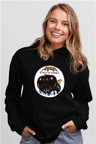 Anthrax Baskılı Unisex Siyah Hoodie