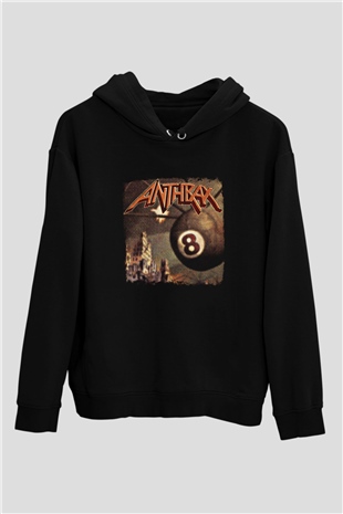Anthrax Baskılı Unisex Siyah Hoodie