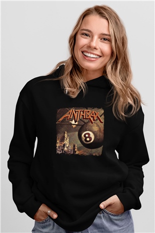 Anthrax Baskılı Unisex Siyah Hoodie