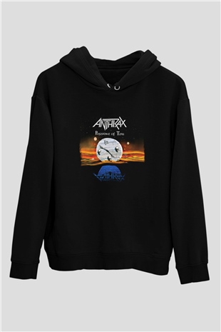 Anthrax Baskılı Unisex Siyah Hoodie