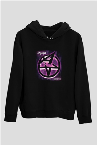 Anthrax Baskılı Unisex Siyah Hoodie