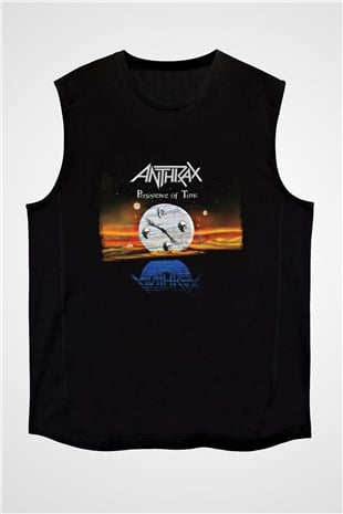Anthrax Baskılı Unisex Siyah Kolsuz Tişört