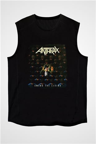 Anthrax Baskılı Unisex Siyah Kolsuz Tişört