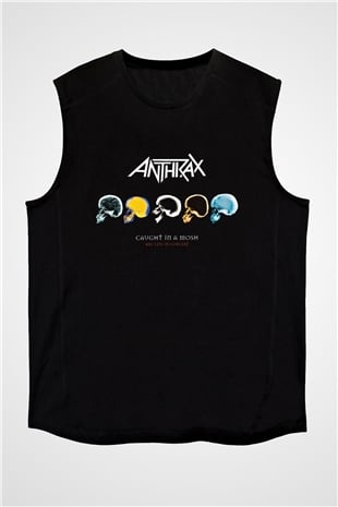Anthrax Baskılı Unisex Siyah Kolsuz Tişört