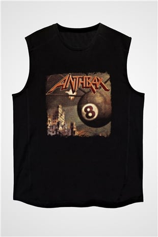Anthrax Baskılı Unisex Siyah Kolsuz Tişört