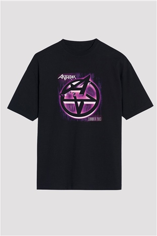 Anthrax Baskılı Unisex Siyah Oversize Tişört