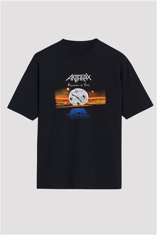 Anthrax Baskılı Unisex Siyah Oversize Tişört