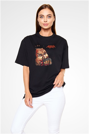 Anthrax Baskılı Unisex Siyah Oversize Tişört