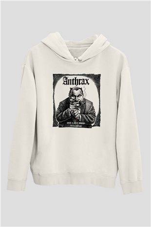 Anthrax Beyaz Unisex Kapşonlu Sweatshirt