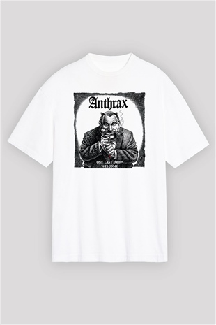 Anthrax Beyaz Unisex Oversize Tişört T-Shirt