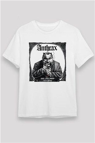 Anthrax Beyaz Unisex Tişört T-Shirt - TişörtFabrikası