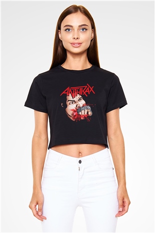 Anthrax Siyah Crop Top Tişört