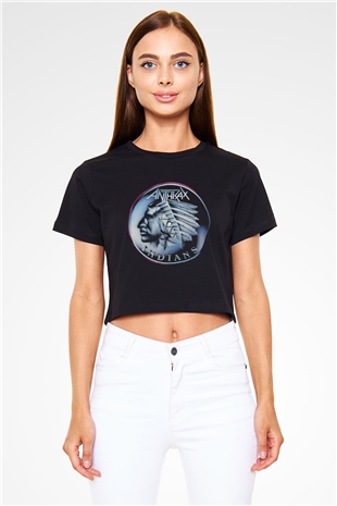 Anthrax Siyah Crop Top Tişört