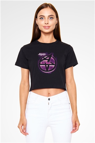 Anthrax Siyah Crop Top Tişört