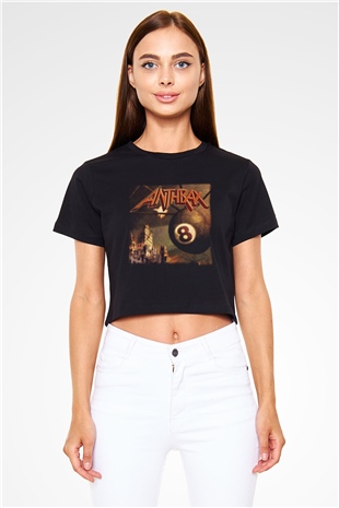 Anthrax Siyah Crop Top Tişört
