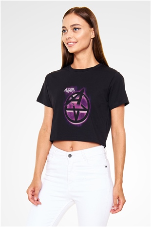 Anthrax Siyah Crop Top Tişört