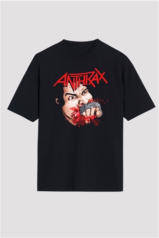 Anthrax Siyah Unisex Oversize Tişört T-Shirt