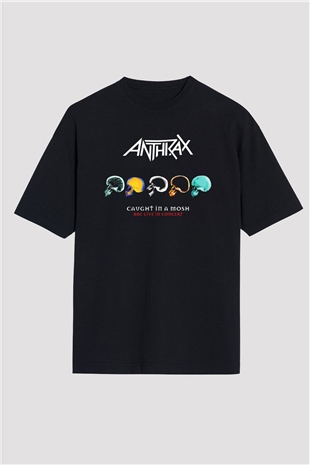 Anthrax Siyah Unisex Oversize Tişört T-Shirt