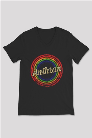 Anthrax Siyah Unisex V Yaka Tişört