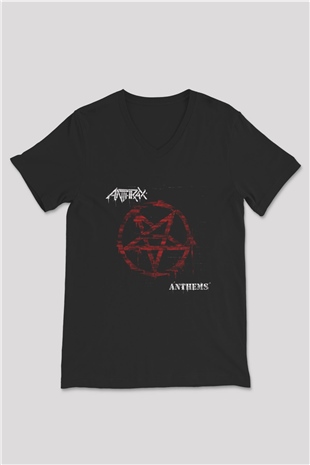 Anthrax Siyah Unisex V Yaka Tişört