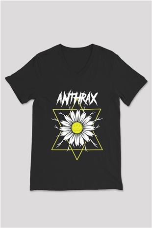 Anthrax Siyah Unisex V Yaka Tişört