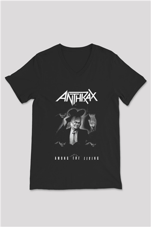 Anthrax Siyah Unisex V Yaka Tişört