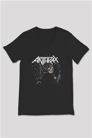 Anthrax Siyah Unisex V Yaka Tişört