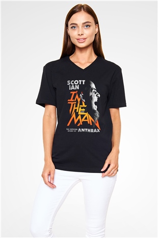 Anthrax Siyah Unisex V Yaka Tişört T-Shirt