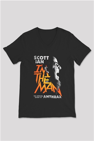 Anthrax Siyah Unisex V Yaka Tişört T-Shirt