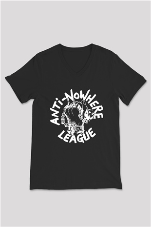 Anti-Nowhere League Siyah Unisex V Yaka Tişört