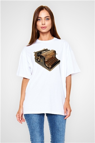 Antika satıcısı Beyaz Unisex Oversize Tişört T-Shirt
