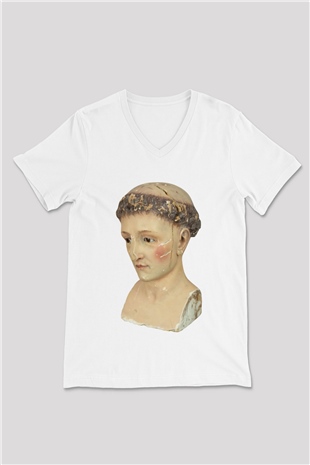 Antika satıcısı Beyaz Unisex V Yaka Tişört T-Shirt