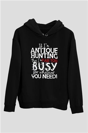 Antika satıcısı Siyah Unisex Kapüşonlu Sweatshirt