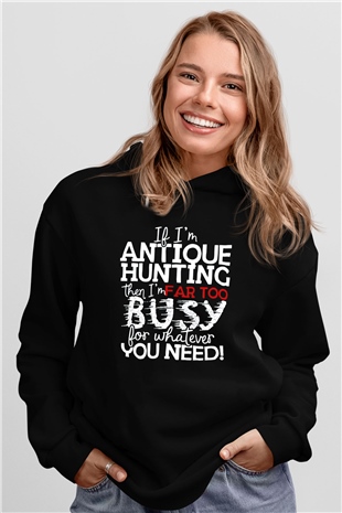 Antika satıcısı Siyah Unisex Kapüşonlu Sweatshirt