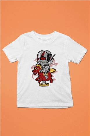 Antman Riding Horse Baskılı Unisex Beyaz Çocuk Tişört