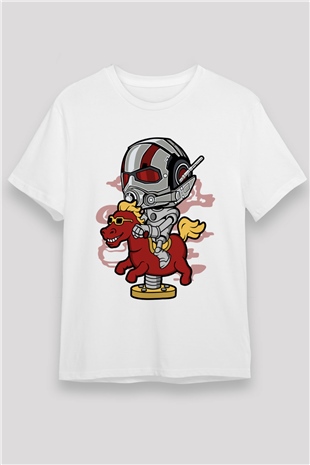 Antman Riding Horse Baskılı Unisex Beyaz Tişört