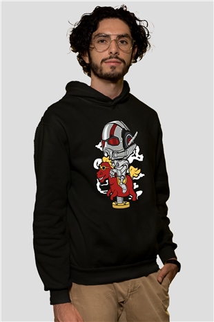 Antman Riding Horse Baskılı Unisex Siyah Hoodie