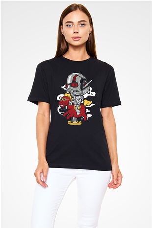 Antman Riding Horse Baskılı Unisex Siyah Tişört